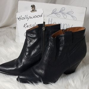 Frye Reina Black Leather Ankle Boots